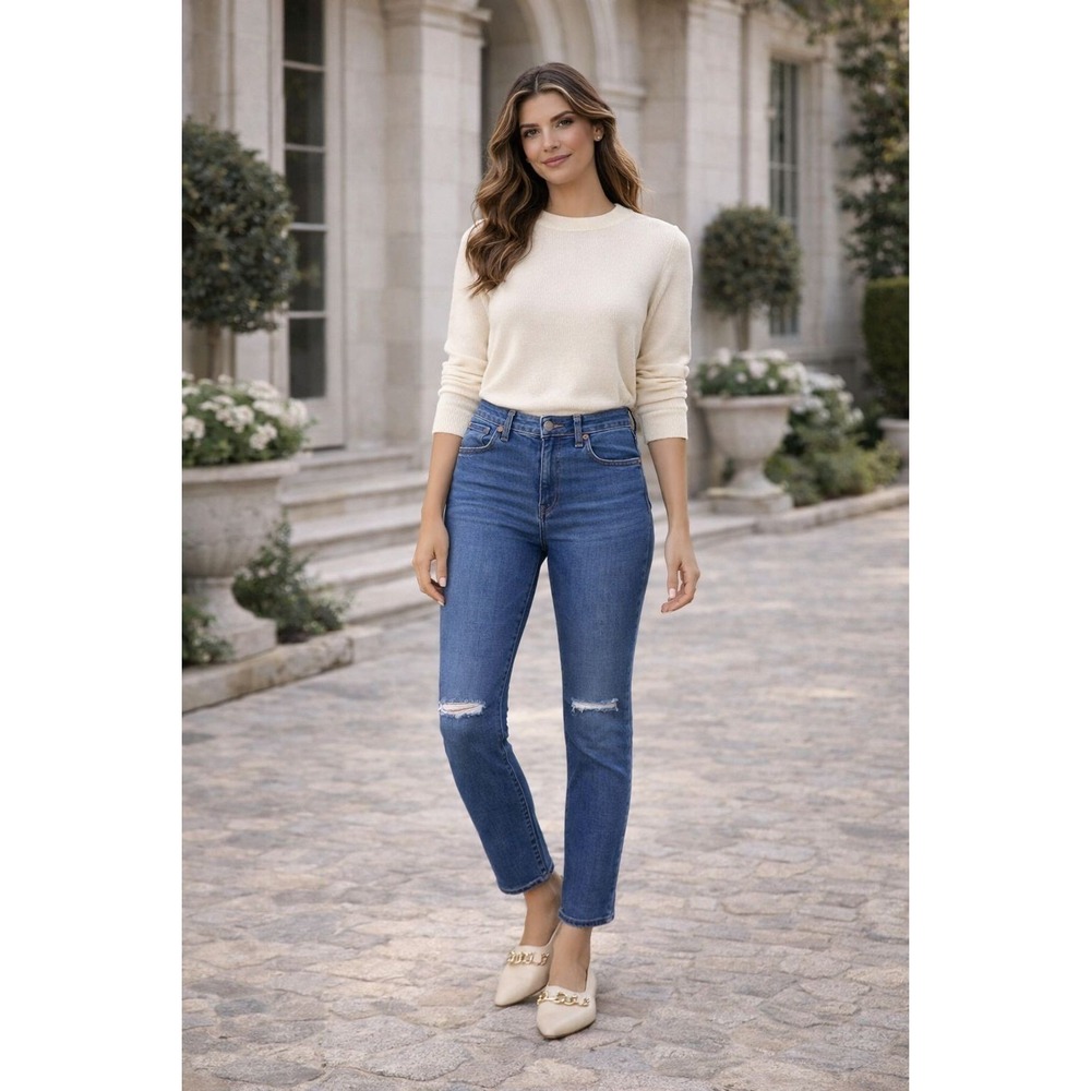 RAG & BONE Dre Low Rise Slim Boyfriend Jeans 27 Distressed Blue Stretch USA MADE